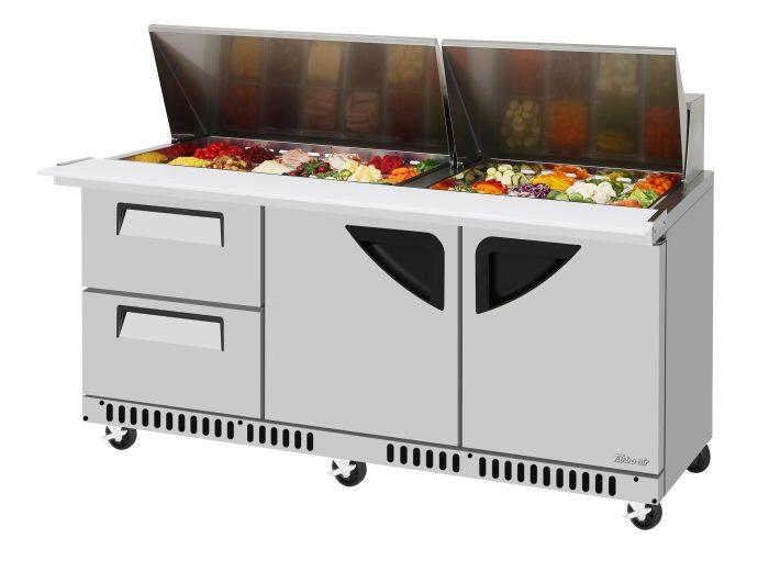 TST-72SD-30-LD2R-FB-N - 72-5/8" 2 Door 2 Drawer Front Breathing Mega Top Sandwich/Salad Unit