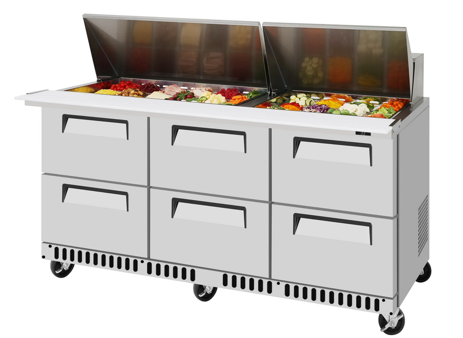 TST-72SD-D6-FB-N - 72-5/8" 6 Drawer Front Breathing Sandwich/Salad Unit