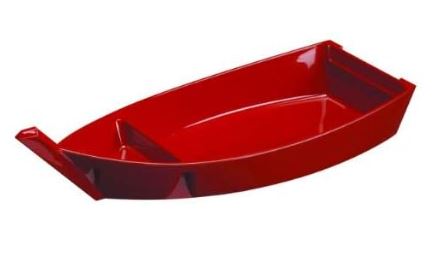 JAPANESE WARE-Sushi Boat Lacquerware Sushi Sashimi Maki Roll Serving Boat Tray With Sauce Compartment - Made In Japan (Red)