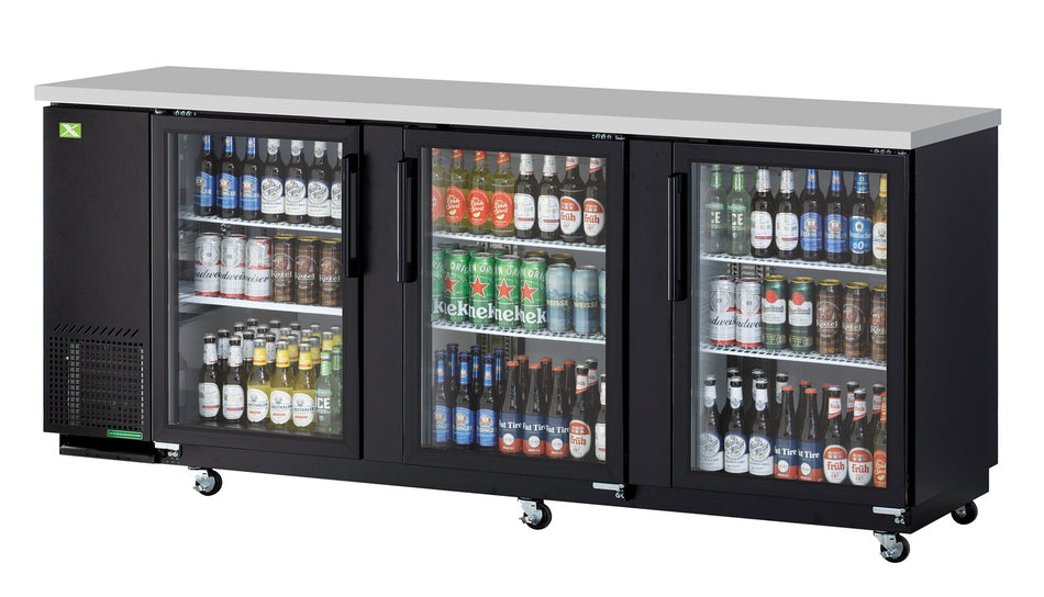 XBB-4SG-N - 3 Door Back Bar - Glass Door (90")