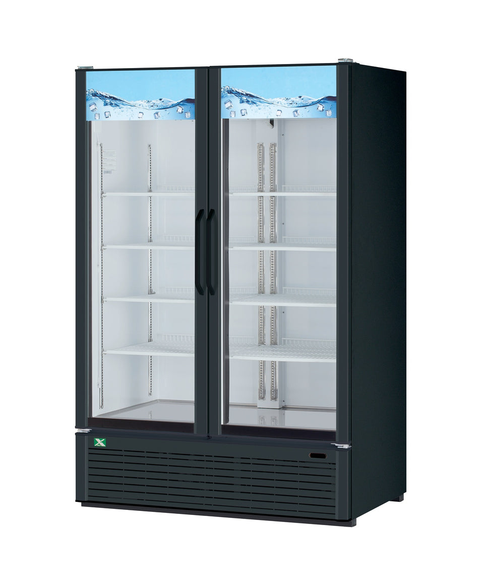 XGM-47B-N - 2 Door Glass Door Merchandiser- Black