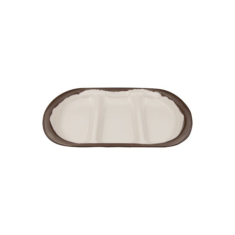 Two Tone Straight Oval 3 Sectioned Dish
