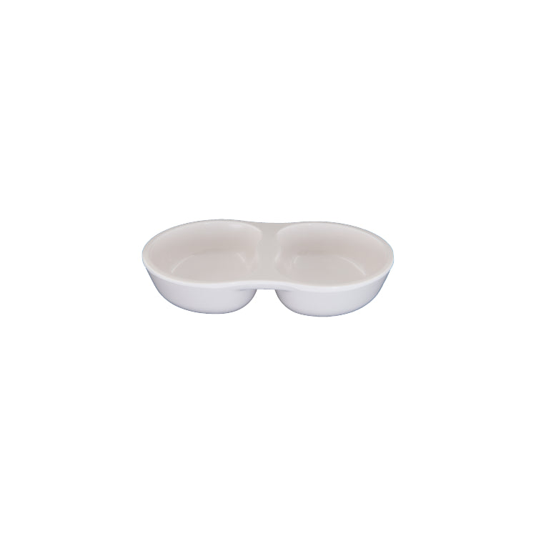 White Ssangchojang Round 2 Sectioned Dipping Bowl