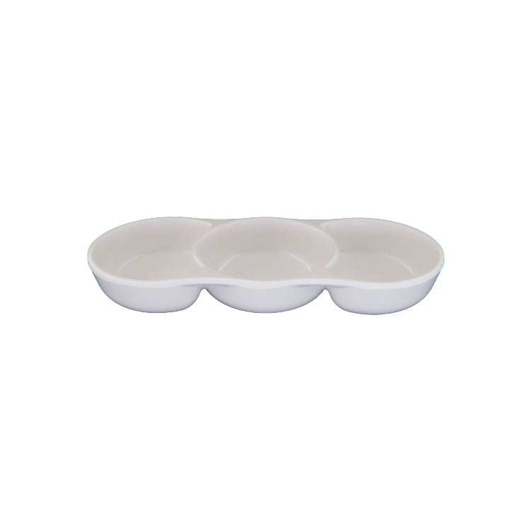 White Round 3 Sectioned Dipping Bowl