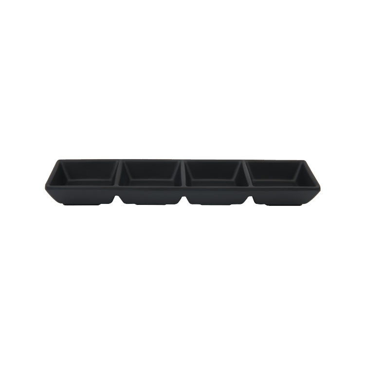 Black Rectangle 4 Sectioned Dipping Bowl