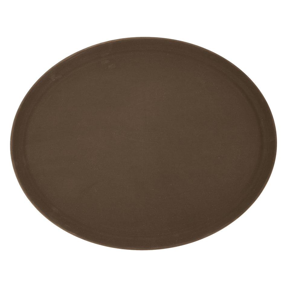 TFG-2622N Deluxe Fiberglass Tray, Non-Slip, Oval, 27″ x 22″ - Brown