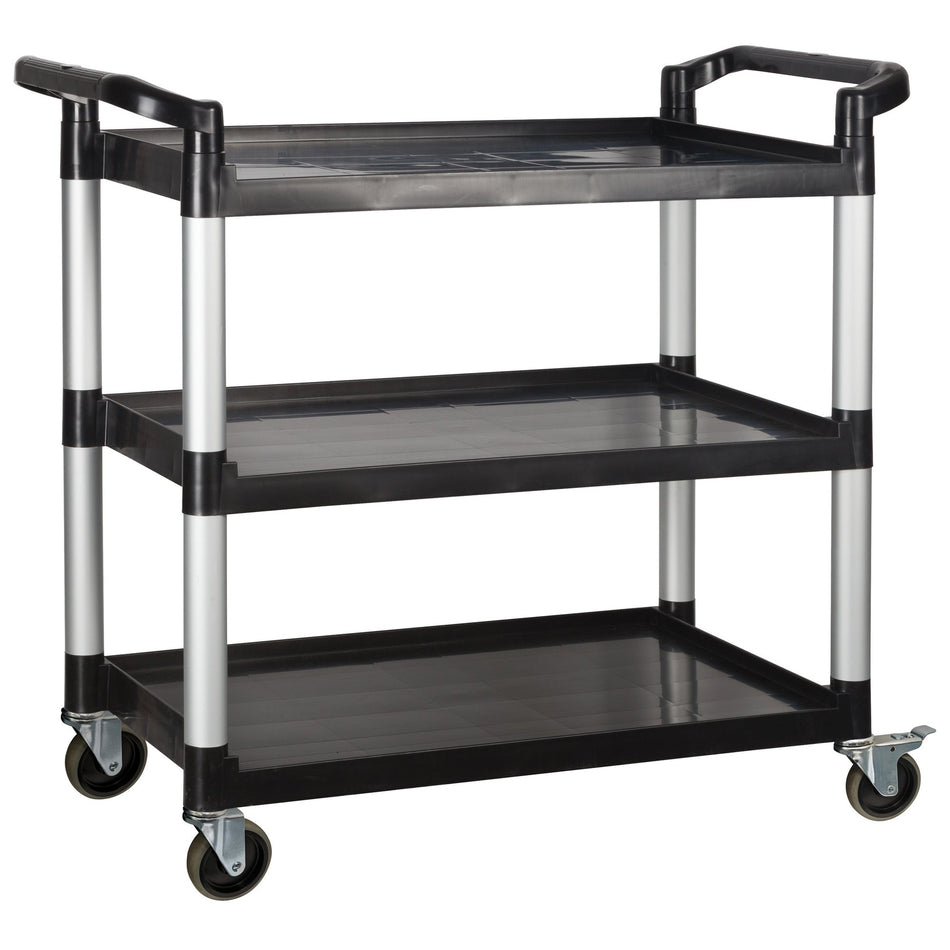 UC-3019K 3-Tier Utility Carts with Brakes - Black, 40-3/4L x 19-1/2W x 37-3/8H