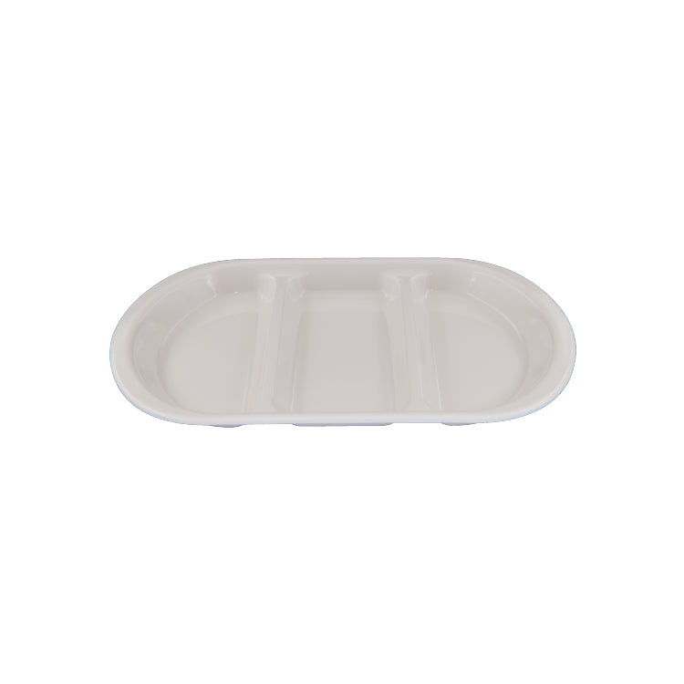 White Oval 3 Sectioned Dipping Bowl