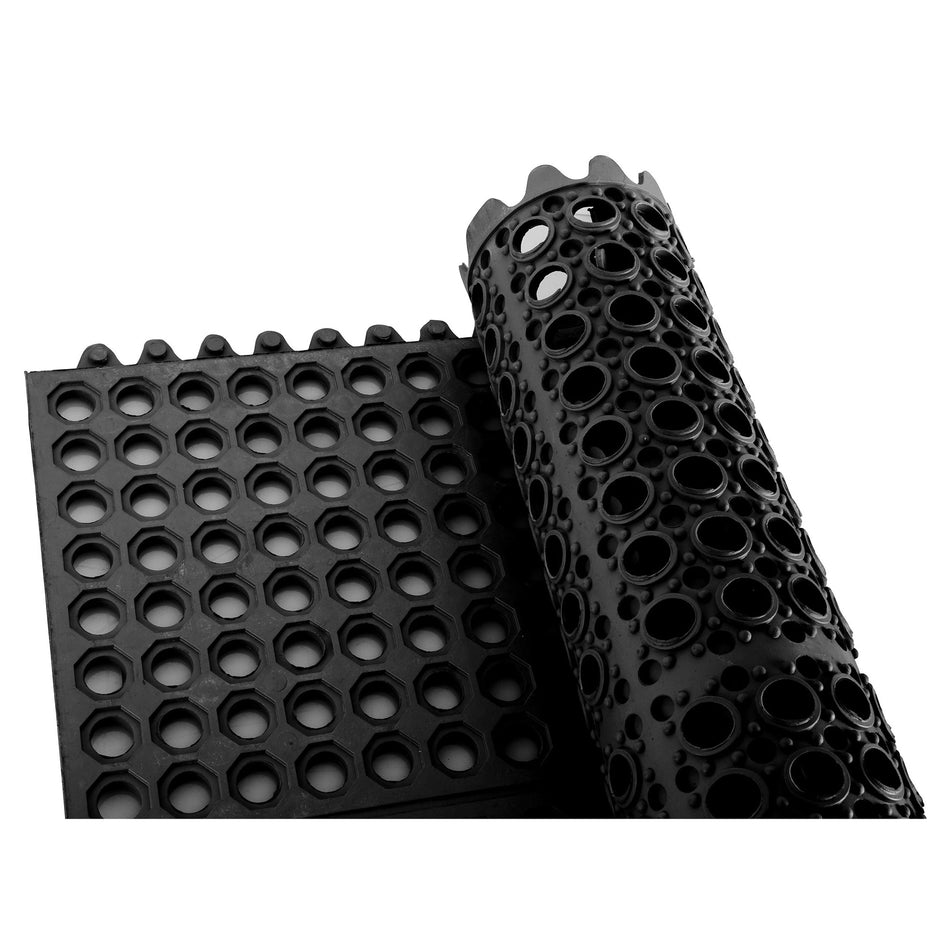 RBMI-33K Rubber Interlocking Floor Mat, 3' x 3' - Black