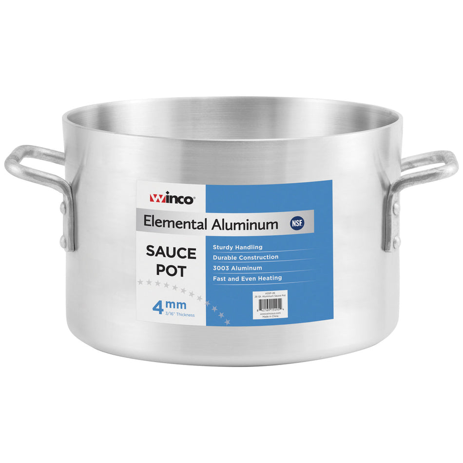 ASSP-26 - Elemental Aluminum Sauce Pot, 4mm - 26 Quart