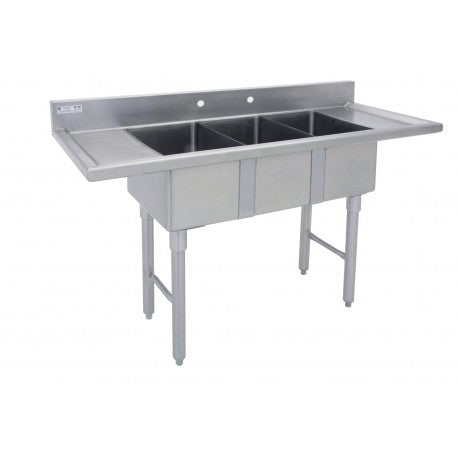 SE10143DB5 - 3 Comp Marine Edge Sink, 14” x 10” x 10”, w/ 2 15”Drainboard, 18 ga.
