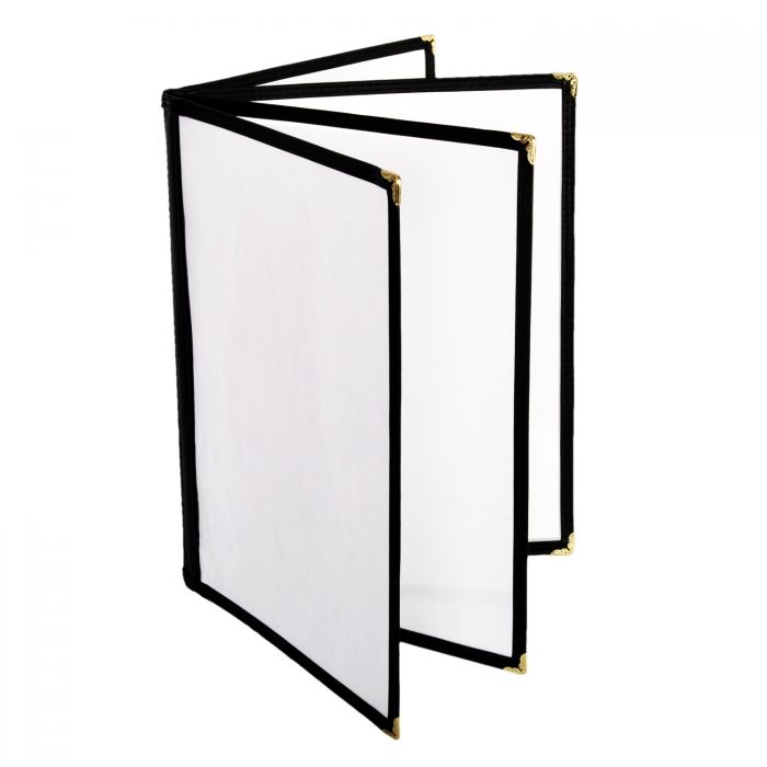 4 Pg Book Fold Menu Cover 8-1/2'' X 11'', Black