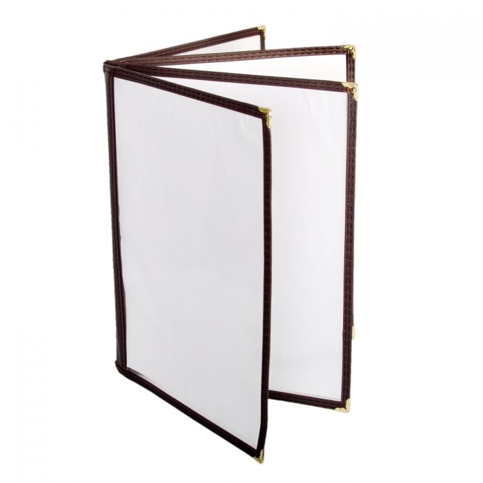 4 Pg Book Fold Menu Cover 8-1/2'' X 11'', Brown