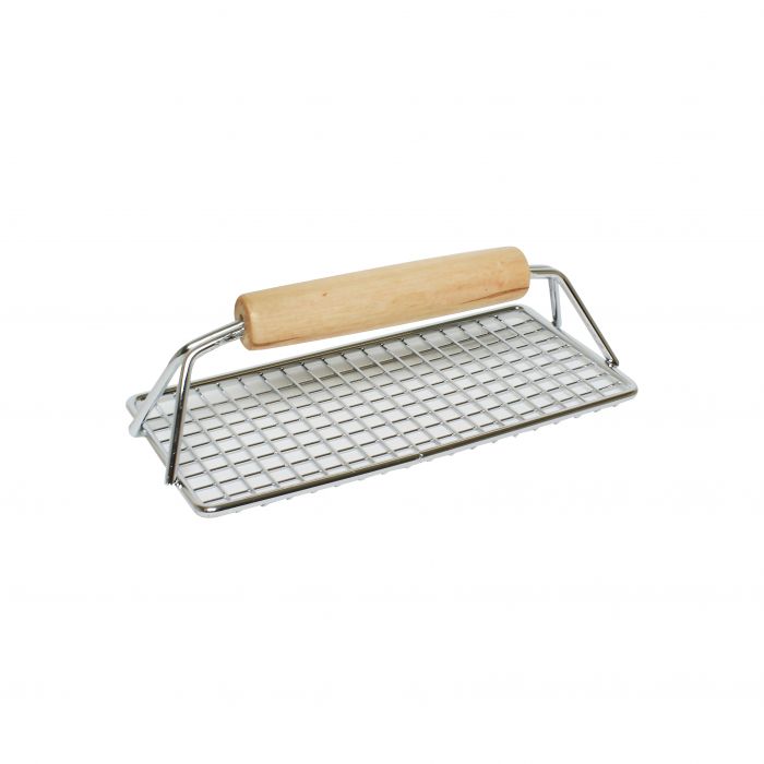8"X4" Chrome Plated Bacon Press, Wood Handle