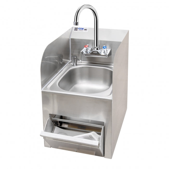 HS-1217TS - 13-1/4”D x 9-3/4”W x 5-3/4”H Sink w/ C-Fold Paper, Deck Mount Soap Dispenser