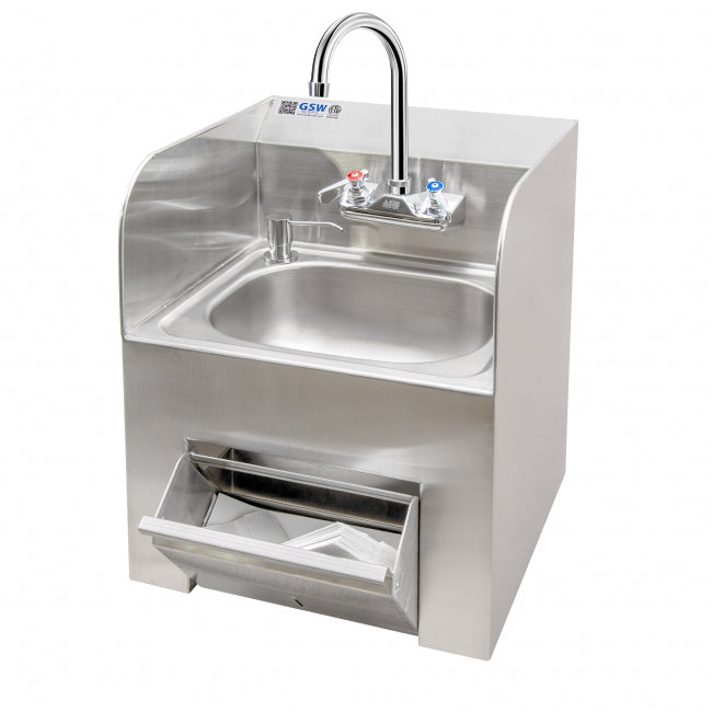 HS-2017TS - 12-3/4”D x 17-3/4”W x 5-3/4”H	 Sink w/ Extra Wide Paper, Deck Mount Soap Dispenser