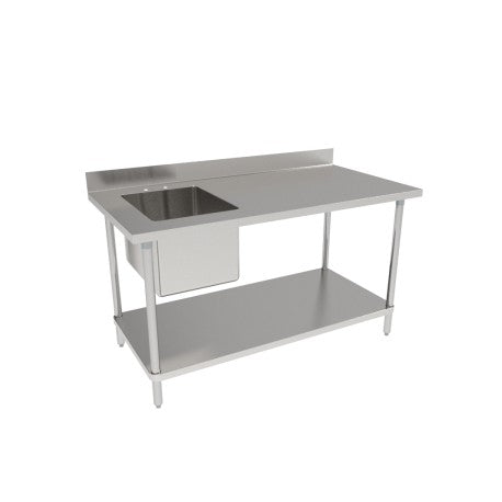 WT-PS3060L - 60”W x 30”D x 35”H Work Table w/ Left Prep Sink