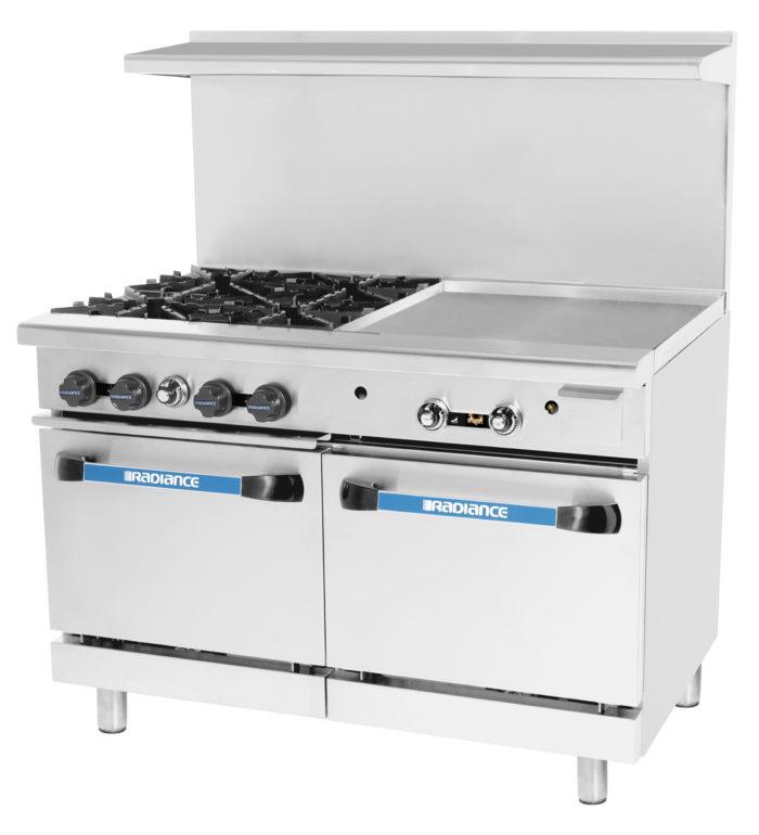 TARG-24G4B 48" Wide 4 Open Burner 24" Griddle, 2 Standard Oven