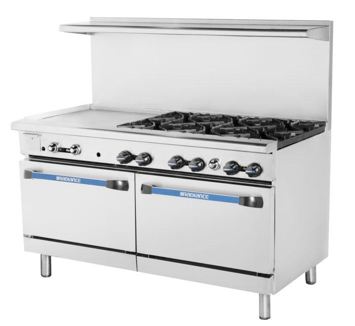 TARG-24G6B 60" Wide 6 Open Burner 24" Griddle, 2 Standard Oven