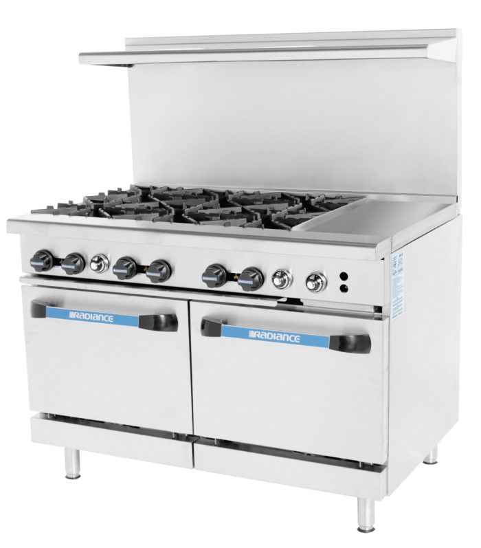 TARG-12G8B 60" Wide 8 Open Burner 12" Griddle, 2 Standard Oven