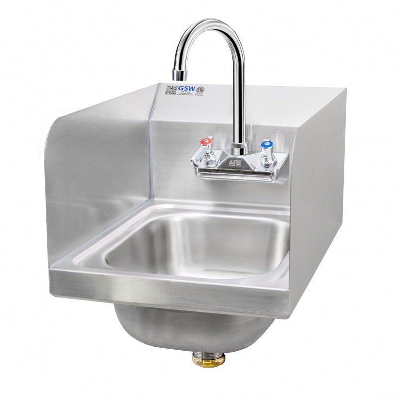 HS-1615S-N - 9-3/4”D x 12-1/2”W x 5-5/8”H Wall Mount Hand Sink w/ Splash Guards