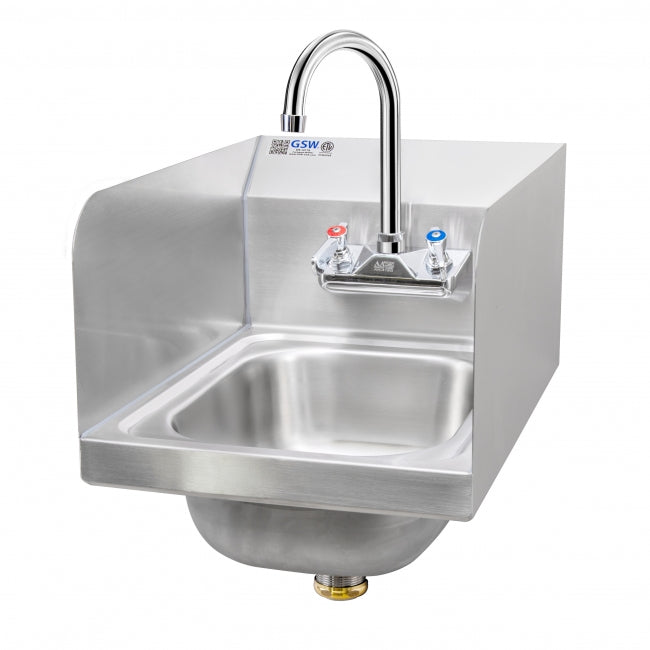 HS-1217S - 13-1/4”D X 9-3/4”W X 5-5/8”H Wall Mount Hand Sink w/ Splash Guards