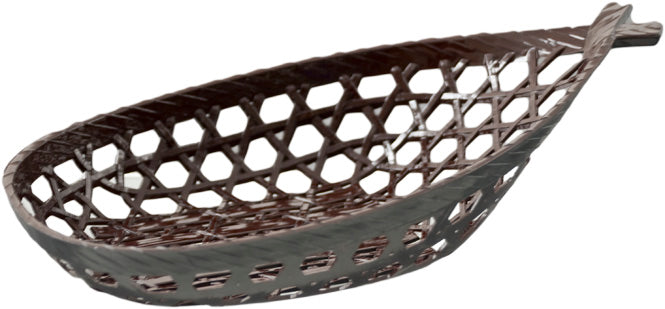 10"x5.75"2.5"H Plastic Laquer Basket, Brown