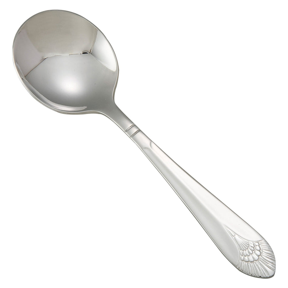 0031-04 Peacock Bouillon Spoon, 18/8 Extra Heavyweight